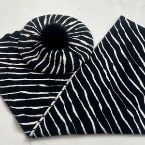 Chico's Monochrome Striped Fabric beret & scarf